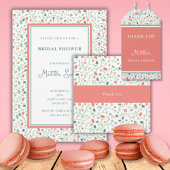 Assiettes En Carton Fête des mariées Fleur sauvage corail et bleu