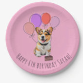Gobelets En Papier Adorable Coupe d'Anniversaire de Corgi Rose Person