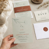 Invitation Vert Rouge Boho Coton Fleur Répondre aimablement