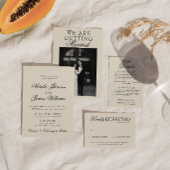 Invitation Classy Old Money Retro Photo QR Code Wedding