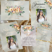 Cream Floral Quinceanera Program - Lavender Programma