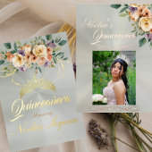 Cream Floral Quinceanera Program - Pastel Green Programma
