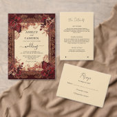 Elegant Victorian Red Gold Wedding Save The Date (Personaliseer de collectie van deze zelfstandige maker.)