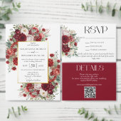 Invitation Élégant Crimson Vin Rouge Fleurs Mariage (Personnalisez la collection de ce créateur indépendant.)