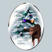 Curly gecoat Ornament met kerstcadeaus voor wederk