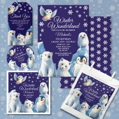 Invitation Cute Arctic Animaux Blue Winter Anniversaire de en