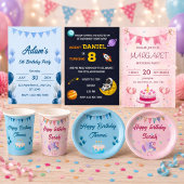 Light Blue 5th Birthday Invitation