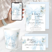 Serviette En Papier Cute Blue Bow Baby in Bloom Baby Boy Shower