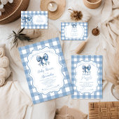 Invitation Cute Bleu Bow En vichy Baby shower