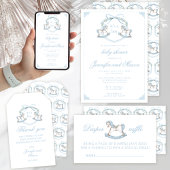 Invitation Cute bleu rocking cheval crête boho bébé garçon do