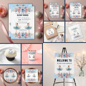 Schattigee Blauwe Waterverf Bloemen Ballerina Baby Kaart