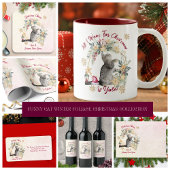 Étiquette Fun Chat Cute Fun Snowflakes Green Foliing Noël