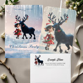 Invitation Joli elfe de Noël et rennes foncés.