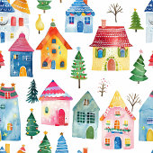 Cartes Pour Fêtes Annuelles Maisons de Noël Joyeuses Fêtes