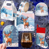 Papier Cadeau Cute reindeer in a snowy landscape