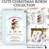 Invitation Jote hiver Robin Oiseau Santa Hat Noël