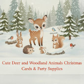 Papier Cadeau Cute Deer and Woodland Animals Christmas