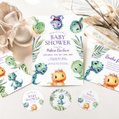 Invitation Baby shower Dinosaure Playful