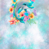 Baby shower schattige dolfijnen en Florals Spandoek