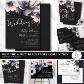 Save The Date Élégant Mariage de fleurs noires