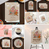 Schattigee feestelijke peperkoek huis Baby shower Cadeaulabel