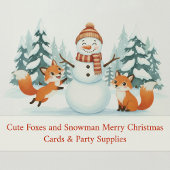 Cute Foxes and Snowman Merry Christmas Ronde Sticker