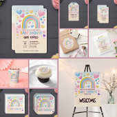 Invitation Coeurs amusants et Baby shower arc-en-ciel
