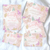 Carte D'accompagnement Jolie fille rose un petit papillon apporter un liv