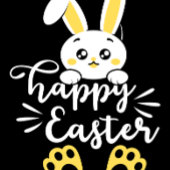 Schattigee Happy Easter Bunny met Yellow Paw Poster