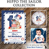 Assiettes En Carton Cute Hippo Nautique Anniversaire Garçon Bleu Perso