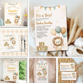 Invitation Cute Lion Watercolor Baby Shower Boy