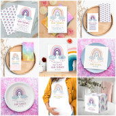 Sticker Rond Baby shower Little Rainbow