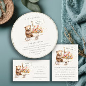Carte D'accompagnement Cute Teddy Floral Panier Baby shower de carafe