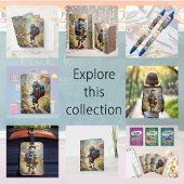 Stylo Noir Mignonne souris fille sur le chemin de l'école, pe