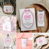 Serviette En Papier Coquette à mâchoires roses 1er anniversaire