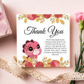 Roze Dinosaurus en Roos Baby shower Dank u Kaart