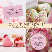 Sticker Rond Cute Pink Kraft Heart Bakery Ingredient