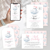 Invitation Boho mignon rose petit Boo Bow bébé fille douche