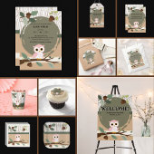 Invitation Baby shower forestier de la chouette rose