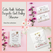 Schattige Roze Fiets Meisje Baby shower Bedankkaart