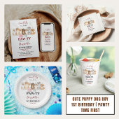 Invitation Cute Puppy Dog Boy 1st Birthday | Pawty Time First