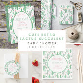 Serviette En Papier Fun Retro Cactus Succulent Baby shower Floral
