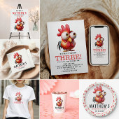 T-shirt Caricatures du coq mignonne 3ème anniversaire