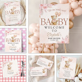 Poster Cute Teddy Bear Baby Shower Girl