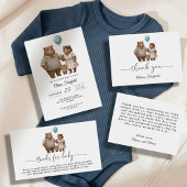 Invitation Baby Shower for Boy Blue Balloon, Teddy Bear 