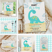 Invitation It's a Boy, Cute Watercolor Dinosaur Baby shower 