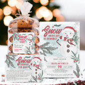 Carte D'accompagnement Hiver vert pin snowman apporter un livre baby show
