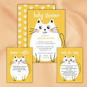 Cute Wite Kitty Chat Baby shower merci