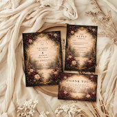 Invitation Dark Baroque Floral Wedding