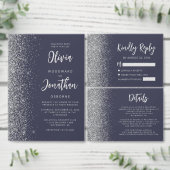 Moderne donkerblauwe zilveren glinsterende script  (Personaliseer de collectie van deze zelfstandige maker.)